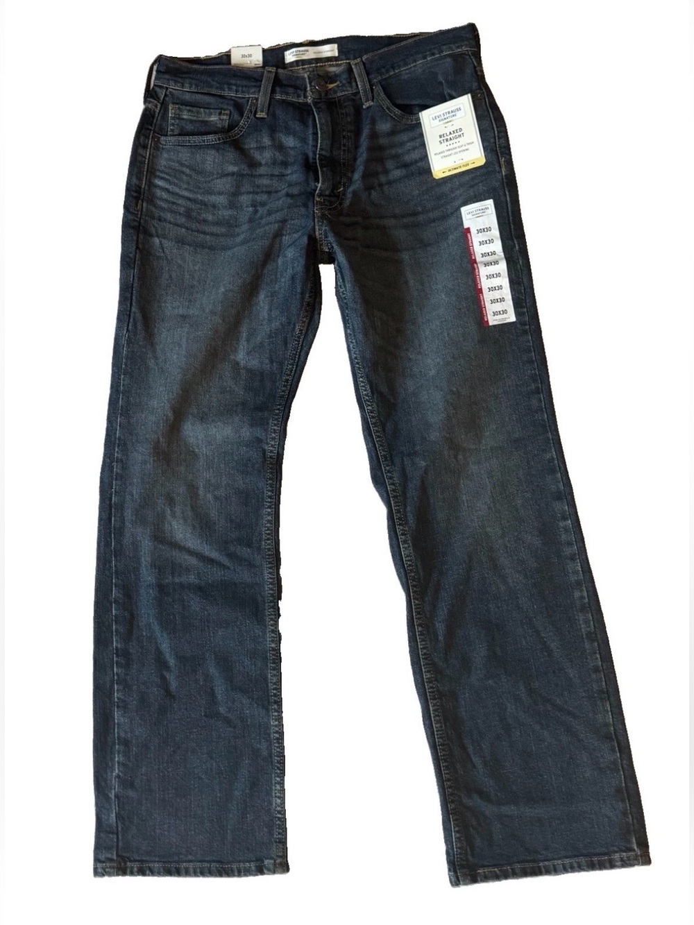 New Levi Strauss Mens 30X30 Denim Jeans Signature Gold Straight Leg Medium Wash